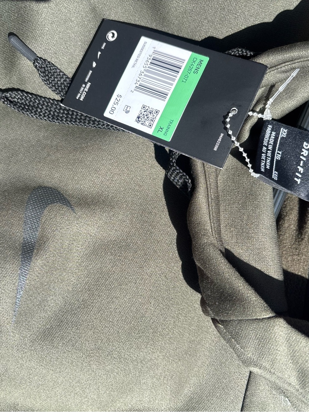 Nike Olive Green Hoodie with Black Swoosh
